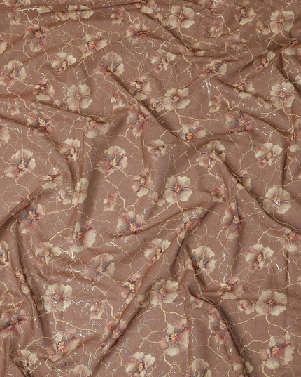 Brown Floral Sudanese Cotton Voile Thobe