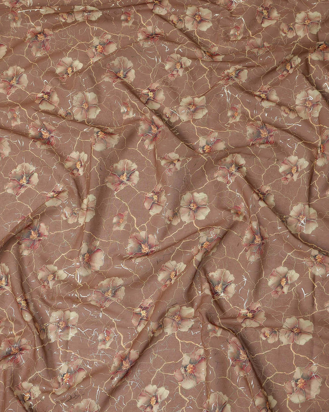 Brown Floral Sudanese Cotton Voile Thobe