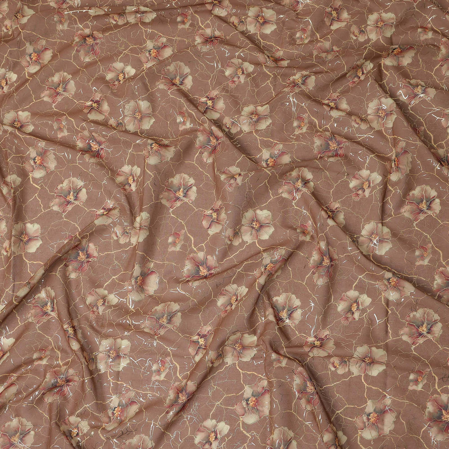 Brown Floral Sudanese Cotton Voile Thobe