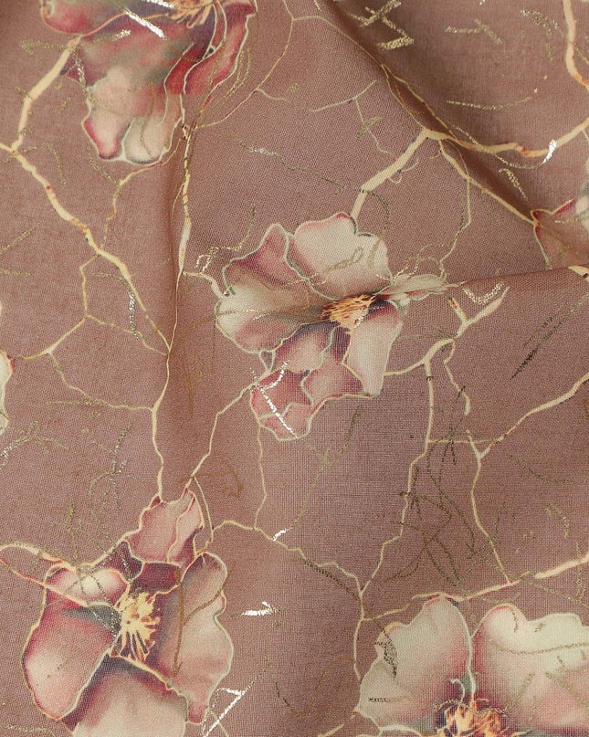 Brown Floral Sudanese Cotton Voile Thobe