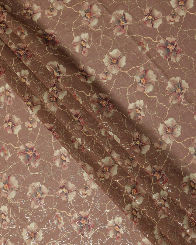 Brown Floral Sudanese Cotton Voile Thobe