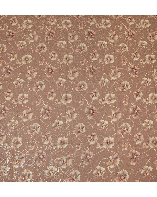 Brown Floral Sudanese Cotton Voile Thobe