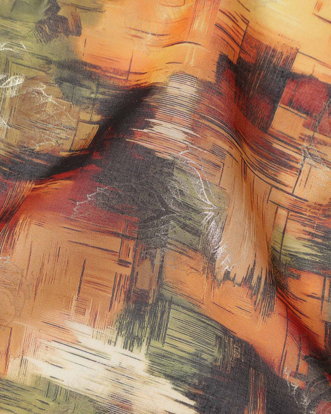 Orange Abstract Sudanese Cotton Voile Thobe