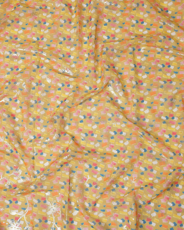 Yellow Abstract Sudanese Cotton Voile Thobe