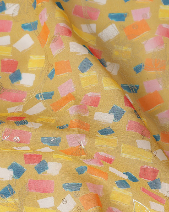 Yellow Abstract Sudanese Cotton Voile Thobe