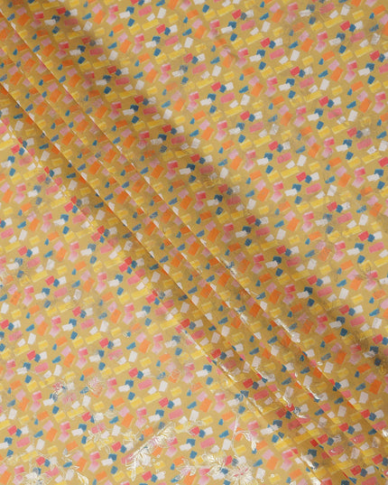 Yellow Abstract Sudanese Cotton Voile Thobe