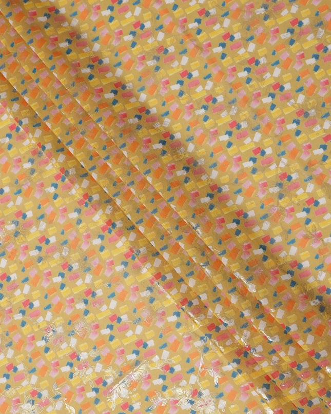 Yellow Abstract Sudanese Cotton Voile Thobe