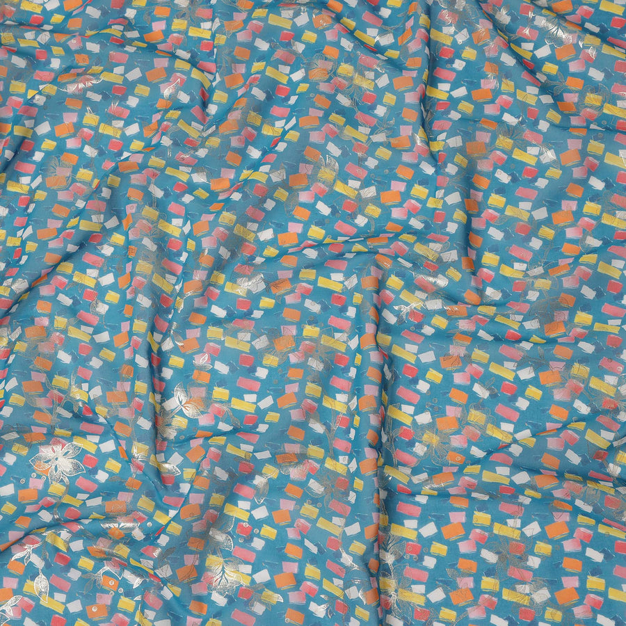Blue Abstract Sudanese Cotton Voile Thobe