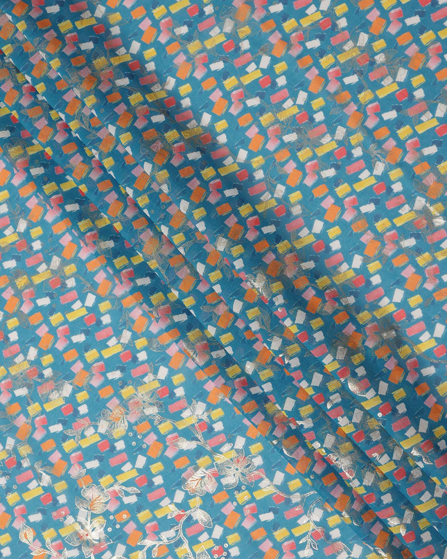 Blue Abstract Sudanese Cotton Voile Thobe