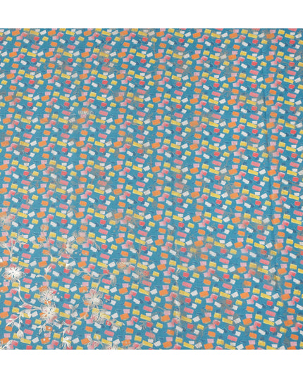 Blue Abstract Sudanese Cotton Voile Thobe