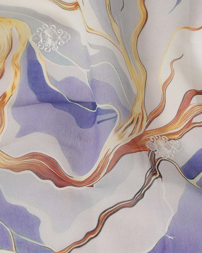 Purple Abstract Sudanese Cotton Voile Thobe