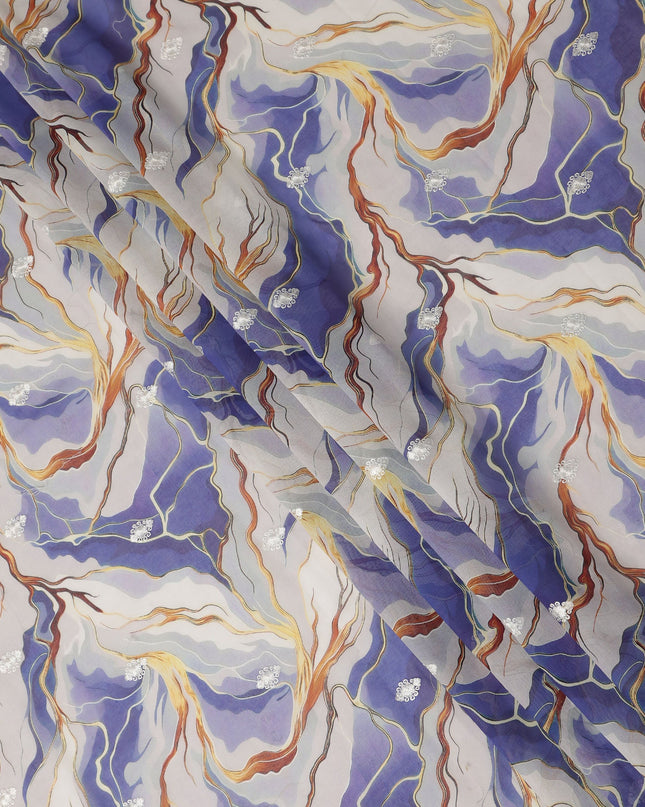 Purple Abstract Sudanese Cotton Voile Thobe