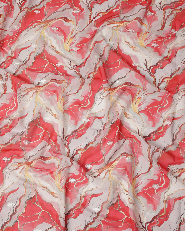 Red Abstract Sudanese Cotton Voile Thobe