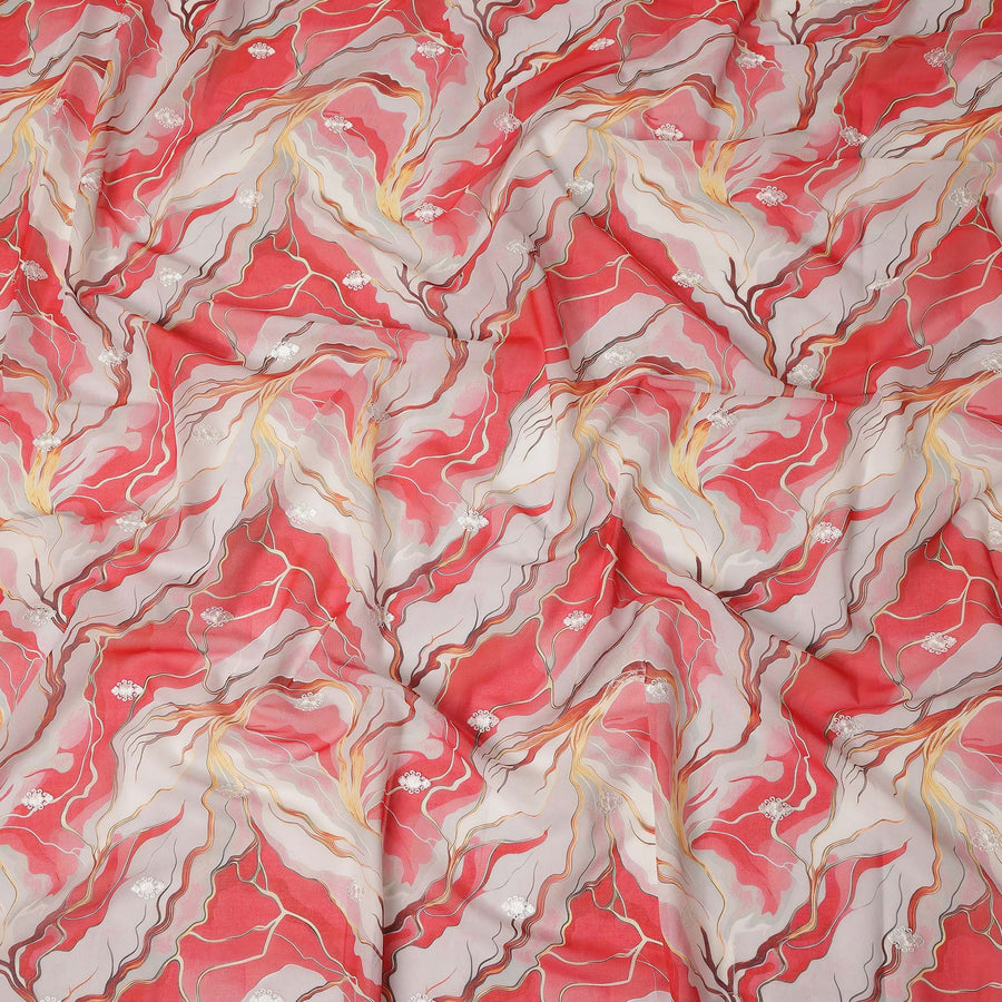 Red Abstract Sudanese Cotton Voile Thobe