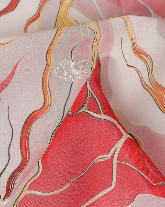 Red Abstract Sudanese Cotton Voile Thobe