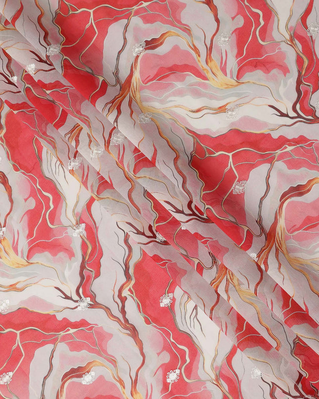 Red Abstract Sudanese Cotton Voile Thobe