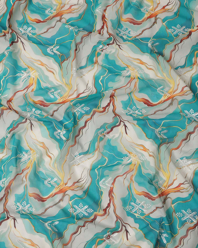 Green Abstract Sudanese Cotton Voile Thobe