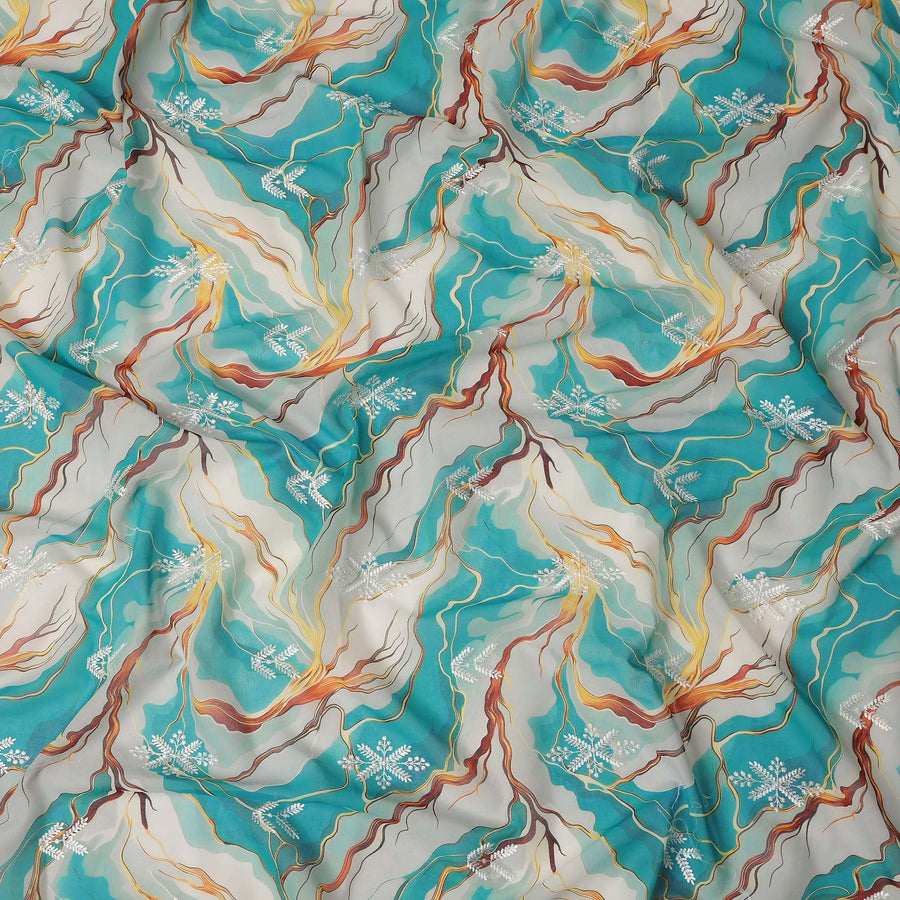 Green Abstract Sudanese Cotton Voile Thobe