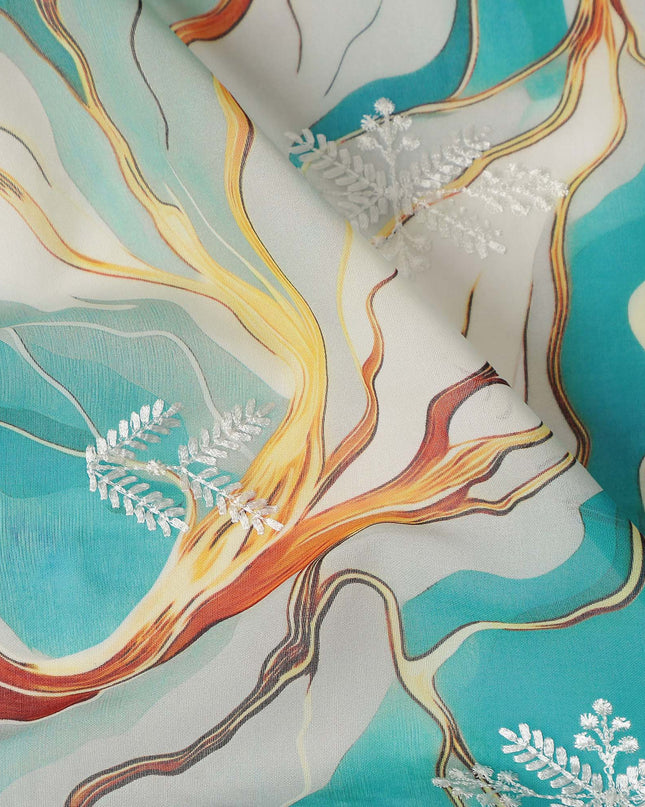 Green Abstract Sudanese Cotton Voile Thobe