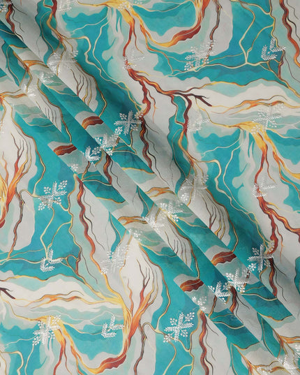 Green Abstract Sudanese Cotton Voile Thobe