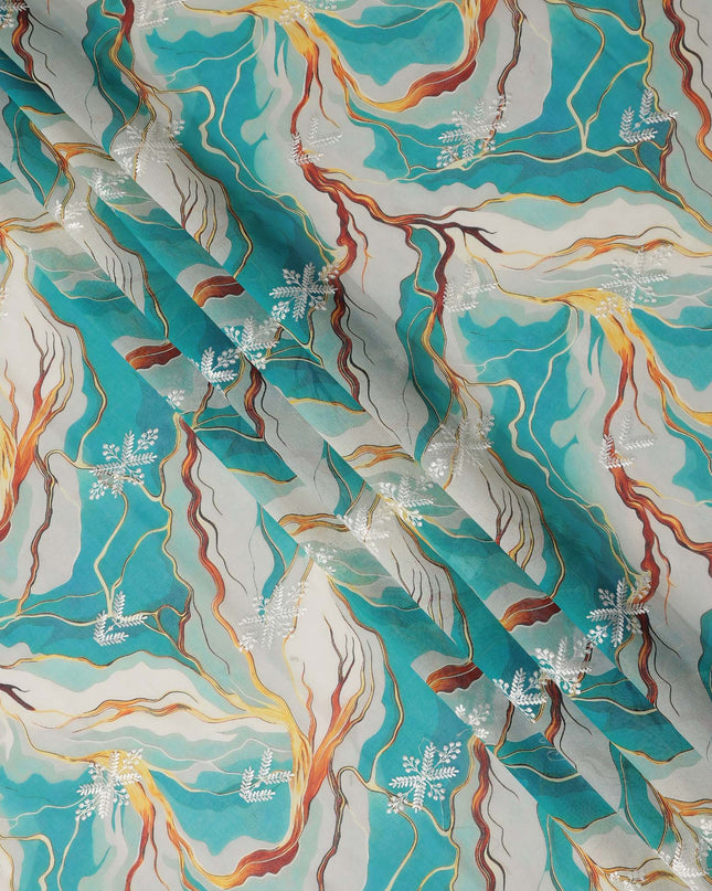 Green Abstract Sudanese Cotton Voile Thobe