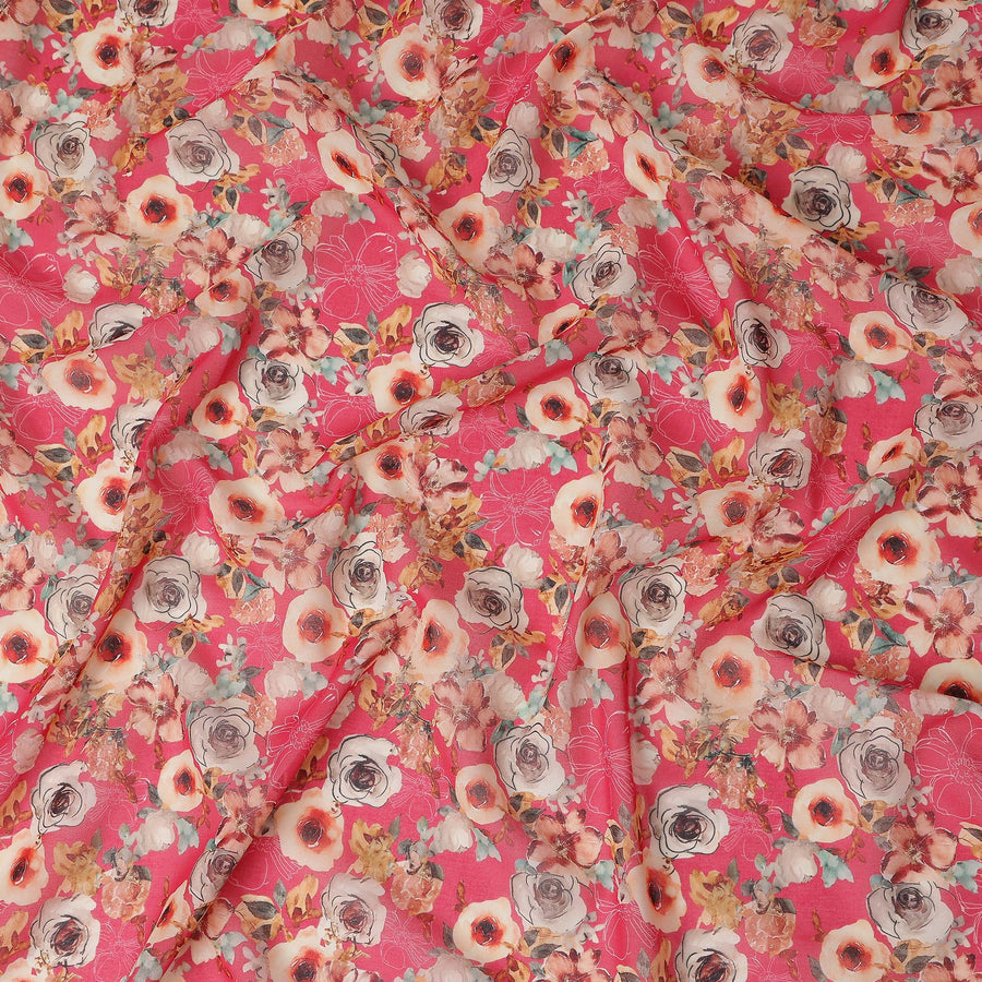 Deep Rose Pink Pure Cotton Voile 110cm