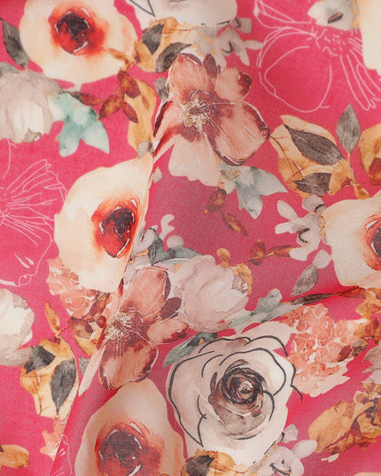 Deep Rose Pink Pure Cotton Voile 110cm