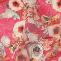 Coral Pink Printed Cotton Voile Fabric 110cm