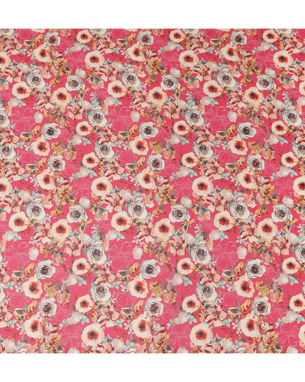 Coral Pink Printed Cotton Voile Fabric 110cm