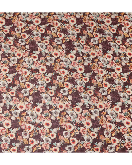 Plum Purple Printed Cotton Voile Fabric 110cm
