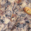Taupe Beige Printed Cotton Voile Fabric 110cm