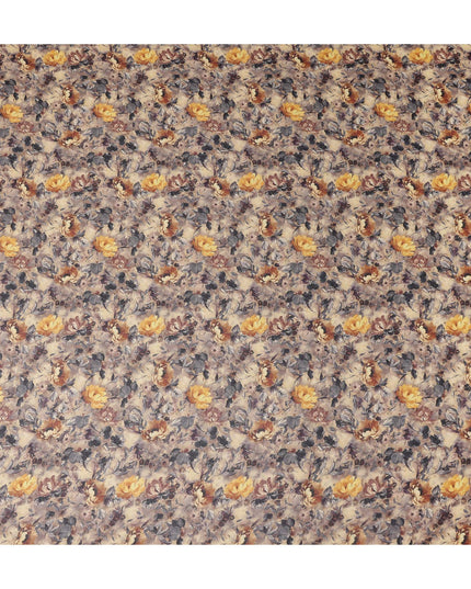Taupe Beige Printed Cotton Voile Fabric 110cm
