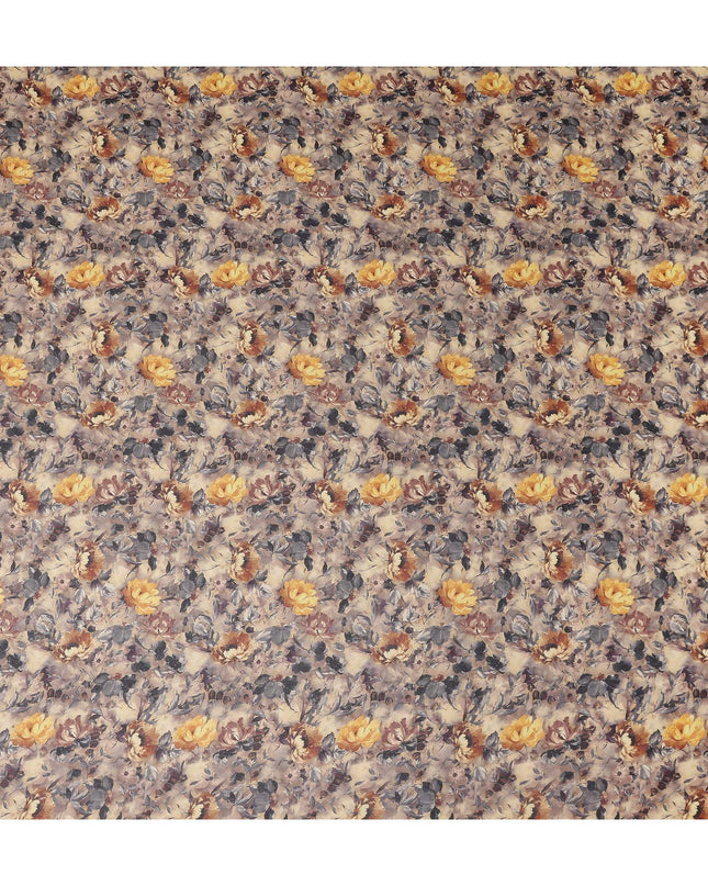 Taupe Beige Printed Cotton Voile Fabric 110cm
