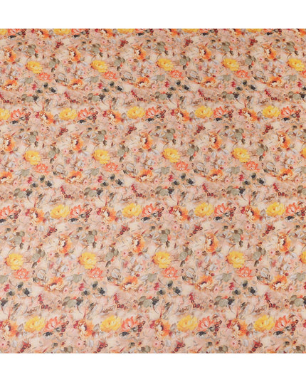 Apricot Beige Floral Pure Cotton Voile 110cm