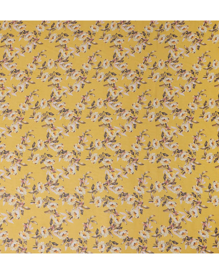 Golden Yellow Printed Cotton Voile Fabric 110cm