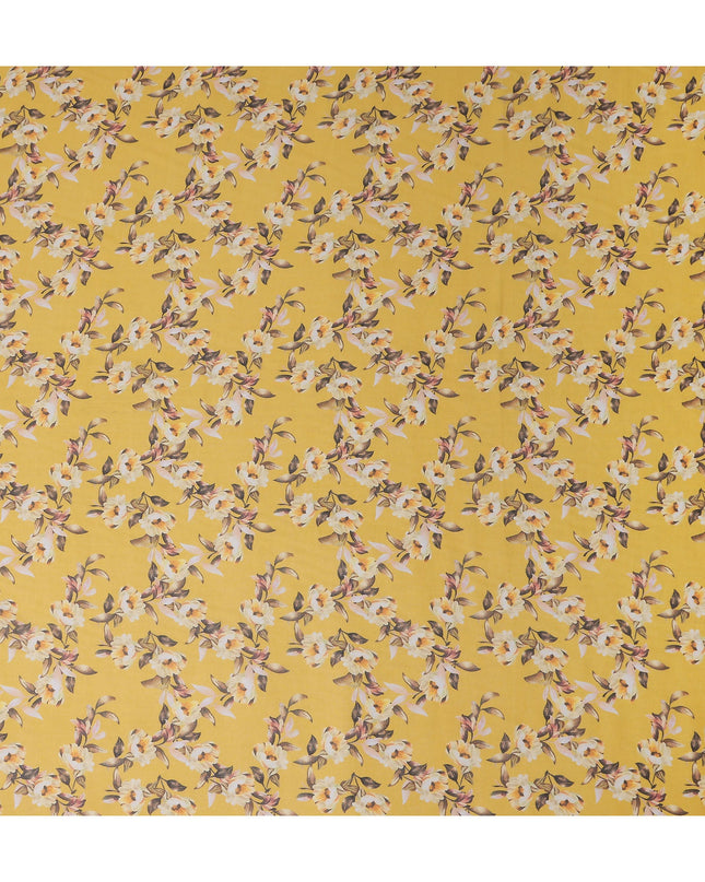 Golden Yellow Printed Cotton Voile Fabric 110cm