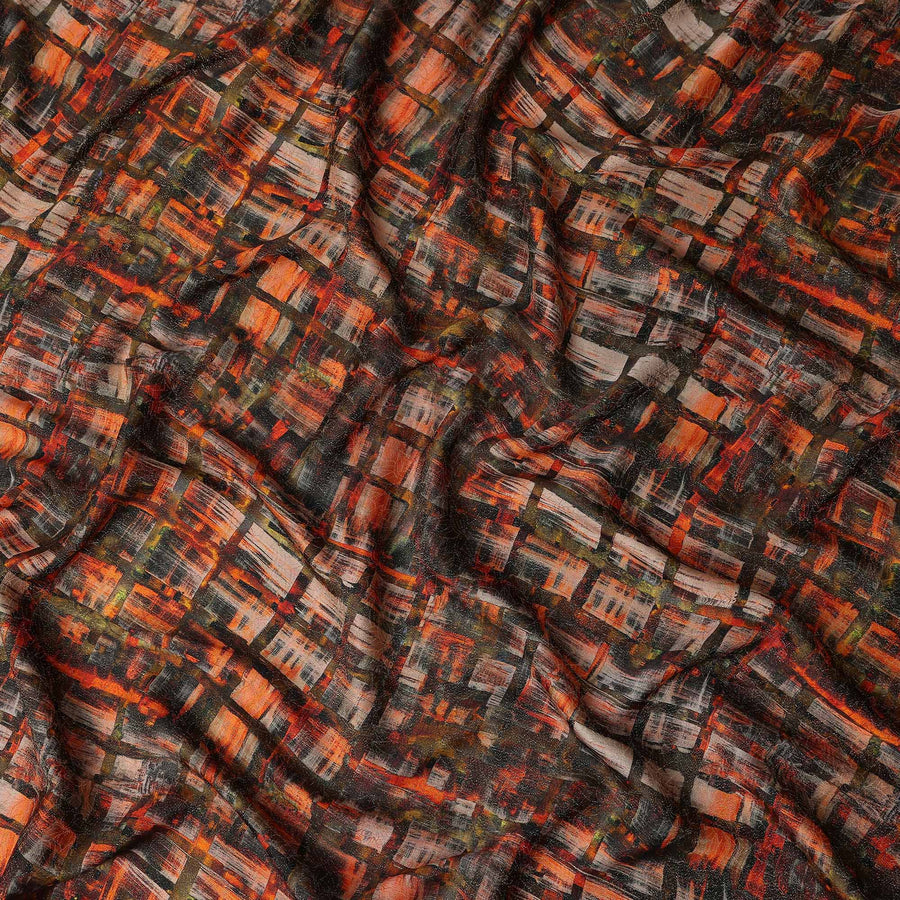 Terracotta Orange Viscose Crepe Printed Fabric 110cm