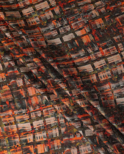 Terracotta Orange Viscose Crepe Printed Fabric 110cm
