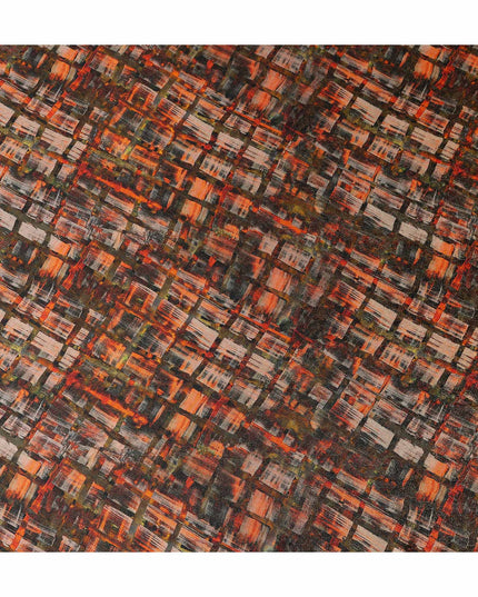 Terracotta Orange Viscose Crepe Printed Fabric 110cm
