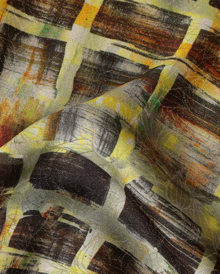 Olive Brown Viscose Crepe Printed Fabric 110cm