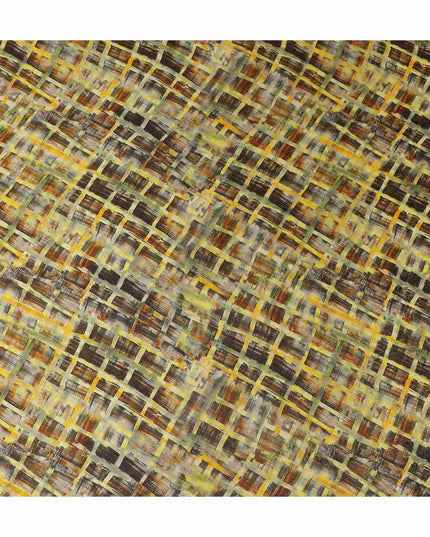 Olive Brown Viscose Crepe Printed Fabric 110cm