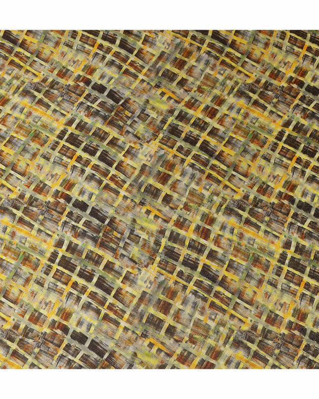 Olive Brown Viscose Crepe Printed Fabric 110cm