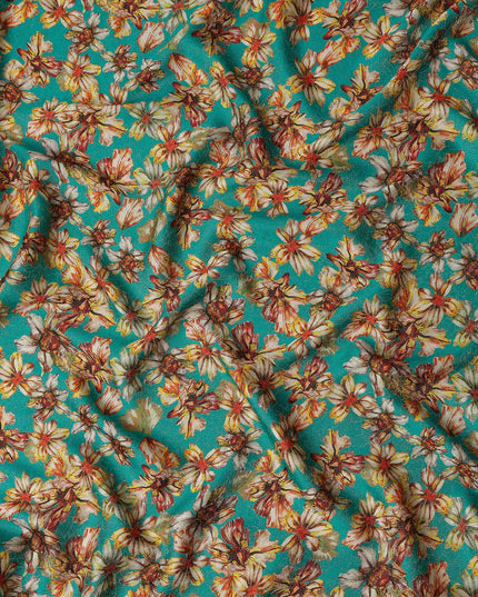 Jade Green Viscose Crepe Printed Fabric 110cm