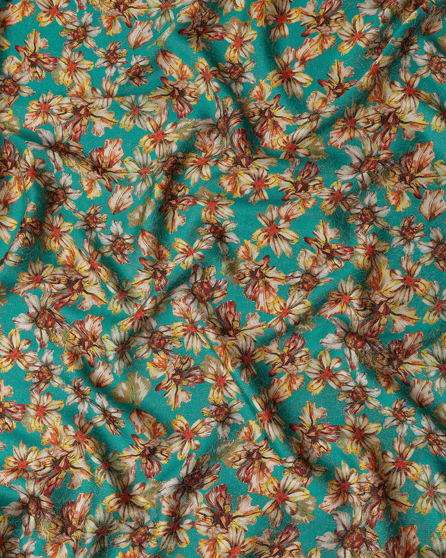 Jade Green Viscose Crepe Printed Fabric 110cm