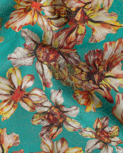 Jade Green Viscose Crepe Printed Fabric 110cm