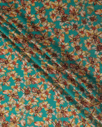 Jade Green Viscose Crepe Printed Fabric 110cm