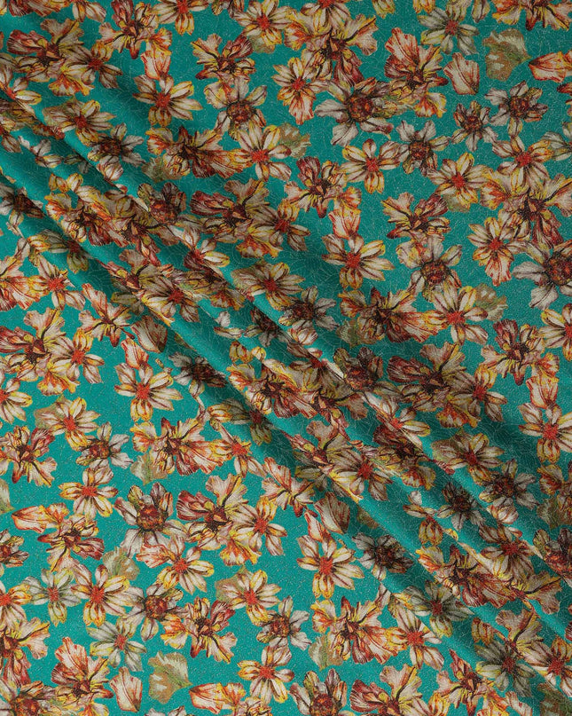 Jade Green Viscose Crepe Printed Fabric 110cm