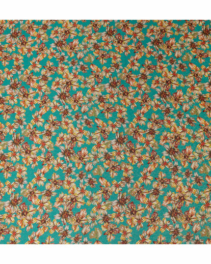 Jade Green Viscose Crepe Printed Fabric 110cm