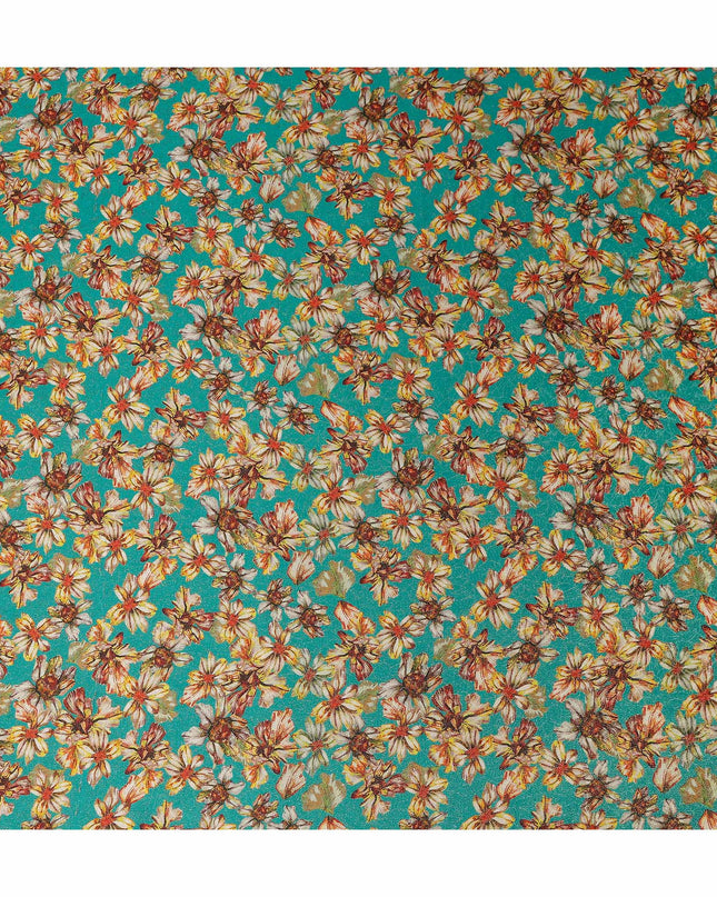 Jade Green Viscose Crepe Printed Fabric 110cm