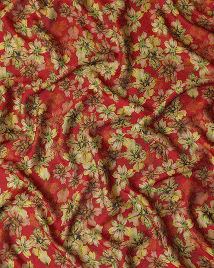 Cherry Red Viscose Crepe Printed Fabric 110cm